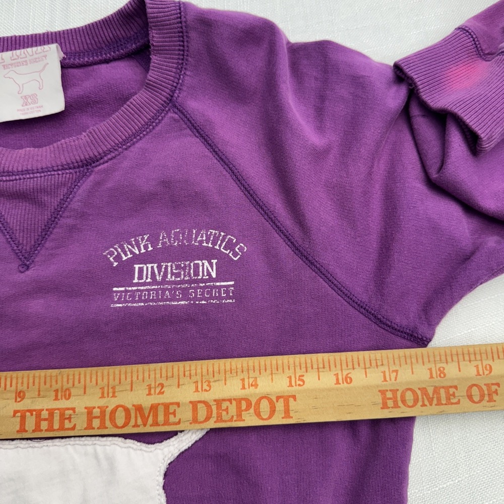 VTG Y2K Victorias Secret XS LIVE FOR PINK Crewneck Sweatshirt Dog Purple Trashed - Picture 10 of 12